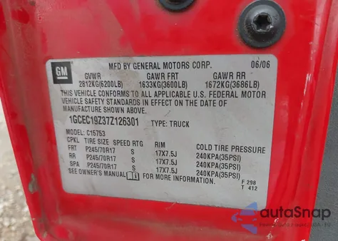 2007 Chevrolet Silverado 1500 Classic Ls from USA, damaged, VIN 1GCEC19Z37Z126301